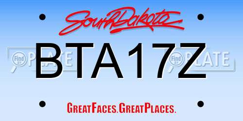 BTA17Z South Dakota License Plate