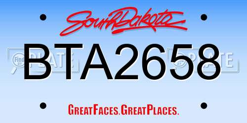 BTA2658 South Dakota License Plate