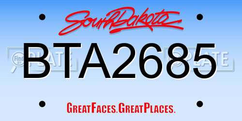 BTA2685 South Dakota License Plate