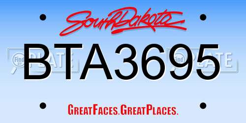 BTA3695 South Dakota License Plate