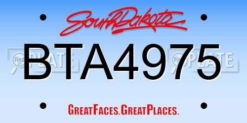 BTA4975 South Dakota License Plate