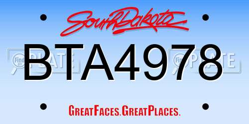 BTA4978 South Dakota License Plate