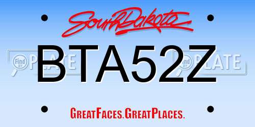 BTA52Z South Dakota License Plate