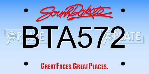 BTA572 South Dakota License Plate
