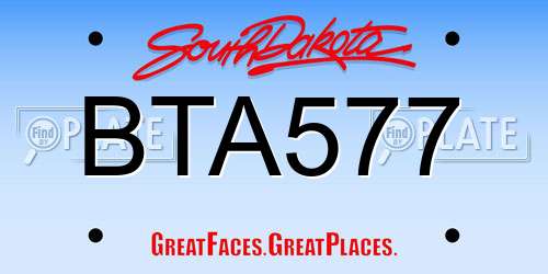 BTA577 South Dakota License Plate