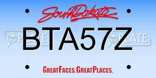 BTA57Z South Dakota License Plate