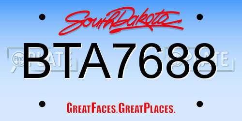 BTA7688 South Dakota License Plate