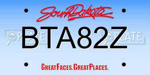 BTA82Z South Dakota License Plate