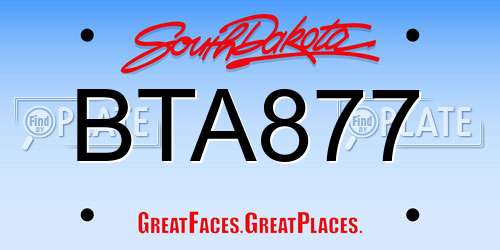 BTA877 South Dakota License Plate
