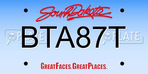 BTA87T South Dakota License Plate