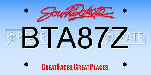 BTA87Z South Dakota License Plate