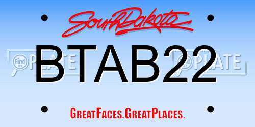 BTAB22 South Dakota License Plate
