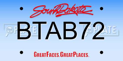 BTAB72 South Dakota License Plate