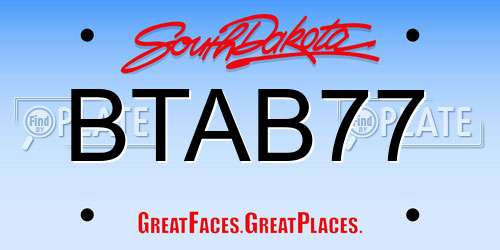 BTAB77 South Dakota License Plate