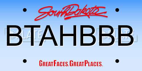 BTAHBBB South Dakota License Plate