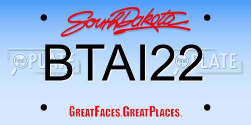 BTAI22 South Dakota License Plate
