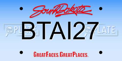 BTAI27 South Dakota License Plate