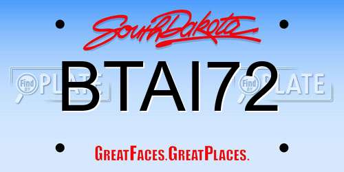 BTAI72 South Dakota License Plate