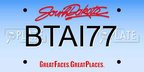 BTAI77 South Dakota License Plate