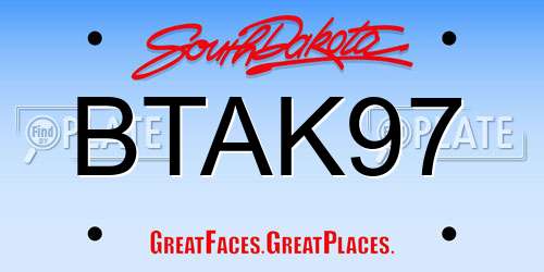 BTAK97 South Dakota License Plate