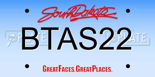 BTAS22 South Dakota License Plate