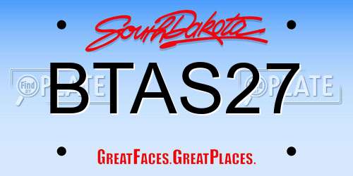 BTAS27 South Dakota License Plate