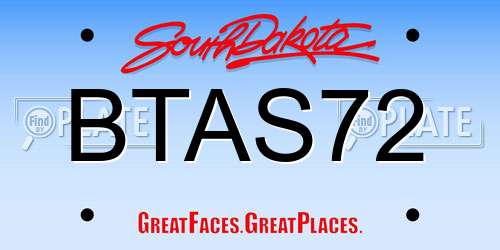 BTAS72 South Dakota License Plate