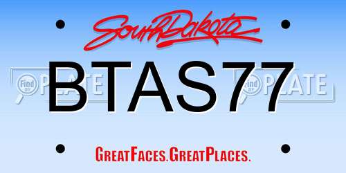 BTAS77 South Dakota License Plate
