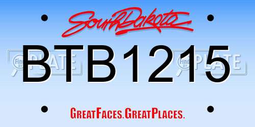 BTB1215 South Dakota License Plate