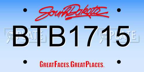 BTB1715 South Dakota License Plate