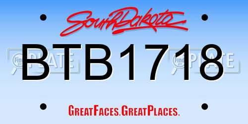 BTB1718 South Dakota License Plate