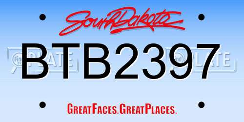 BTB2397 South Dakota License Plate