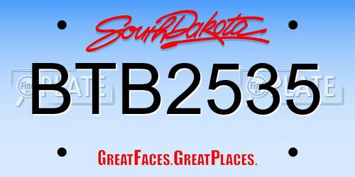 BTB2535 South Dakota License Plate