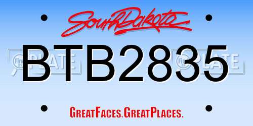 BTB2835 South Dakota License Plate
