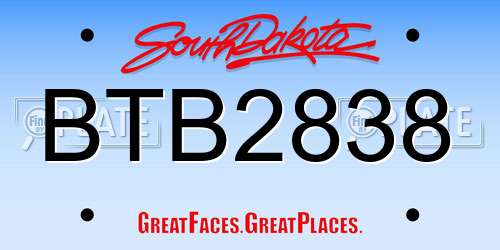 BTB2838 South Dakota License Plate