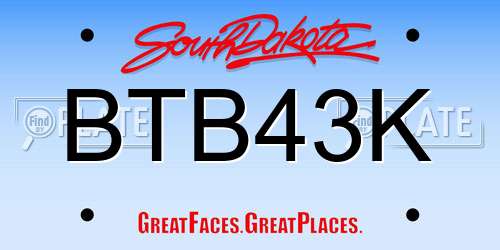 BTB43K South Dakota License Plate