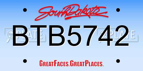 BTB5742 South Dakota License Plate