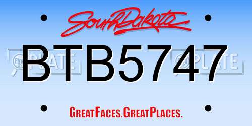 BTB5747 South Dakota License Plate