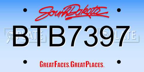 BTB7397 South Dakota License Plate