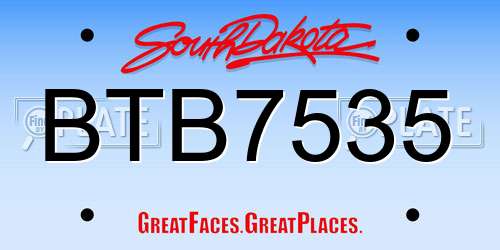 BTB7535 South Dakota License Plate