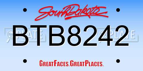 BTB8242 South Dakota License Plate