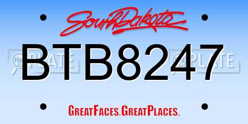 BTB8247 South Dakota License Plate