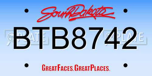 BTB8742 South Dakota License Plate
