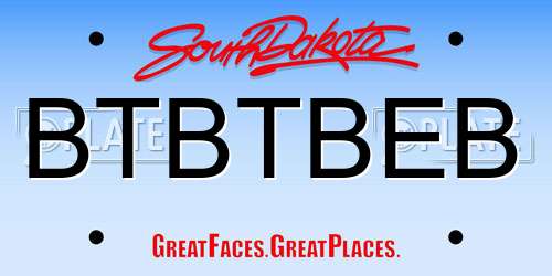 BTBTBEB South Dakota License Plate
