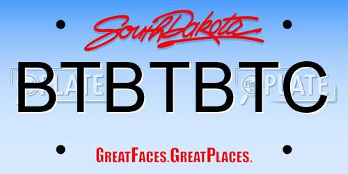 BTBTBTC South Dakota License Plate