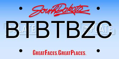 BTBTBZC South Dakota License Plate