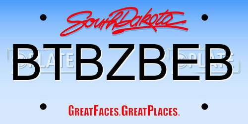 BTBZBEB South Dakota License Plate