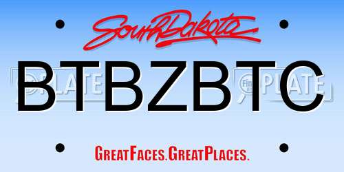 BTBZBTC South Dakota License Plate