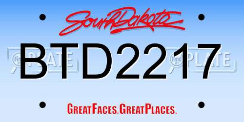 BTD2217 South Dakota License Plate