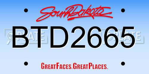 BTD2665 South Dakota License Plate